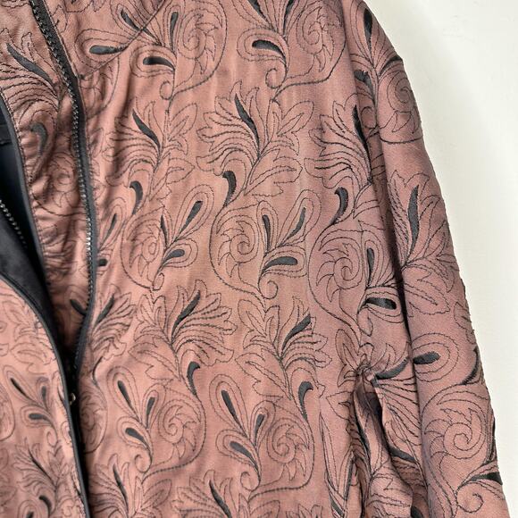 VTG Mycra Pac Floral Embroidered Zip Front Reversible Rain Jacket Coat Med Large - Picture 15 of 15
